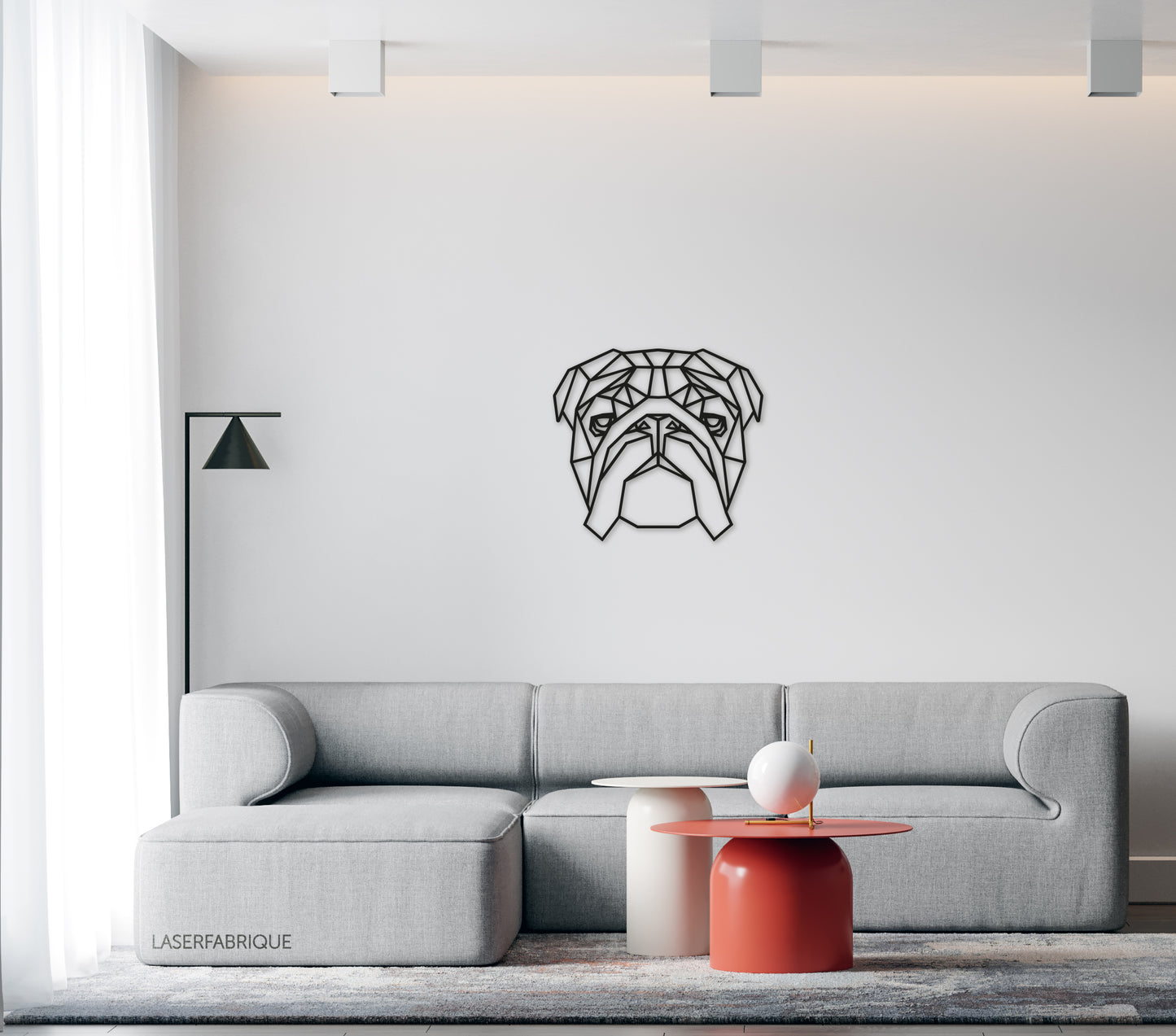 Houten Geometrische Hond Engelse Bulldog