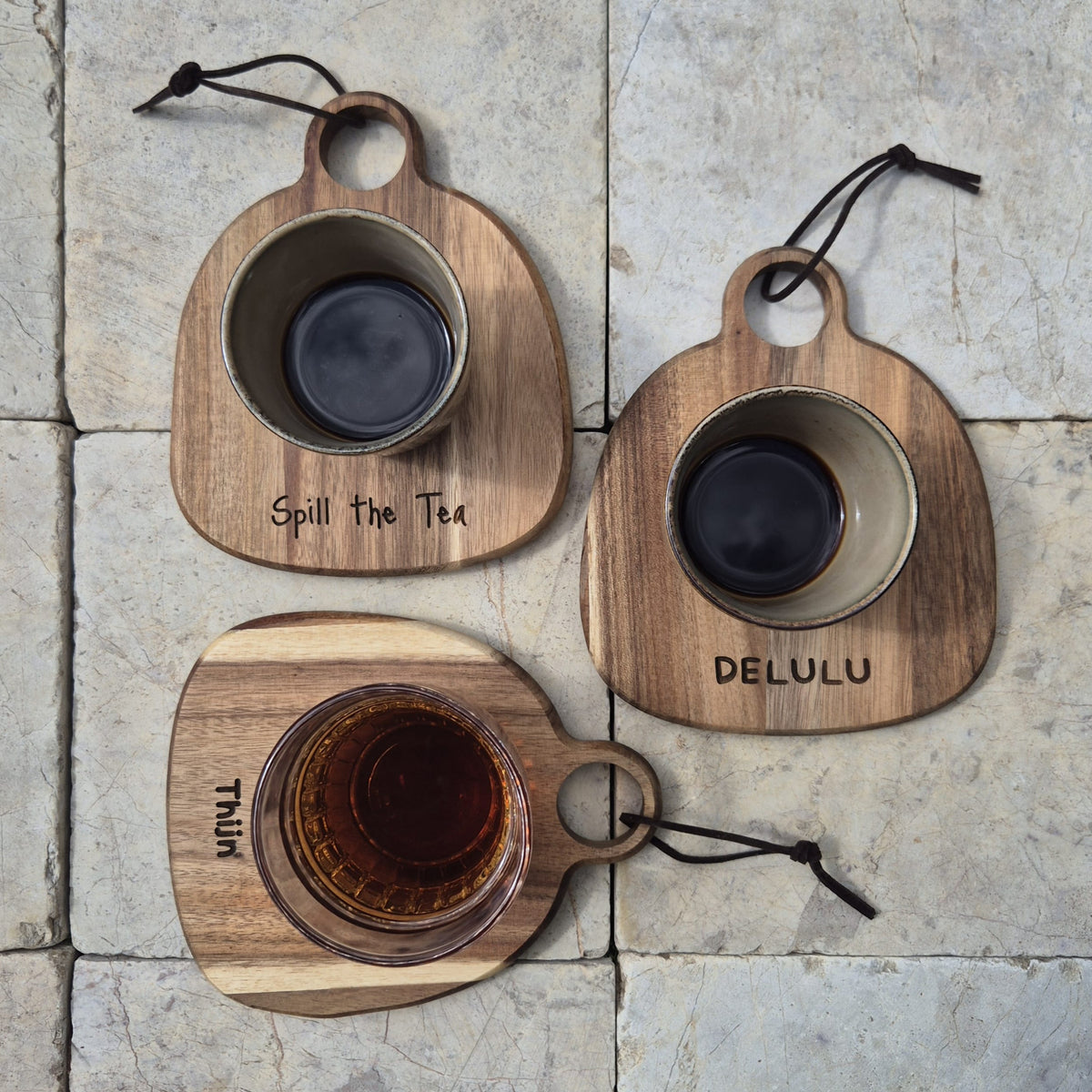 Gepersonaliseerd Acacia Koffie- & Borrelplankje klein (vanaf 25 stuks)