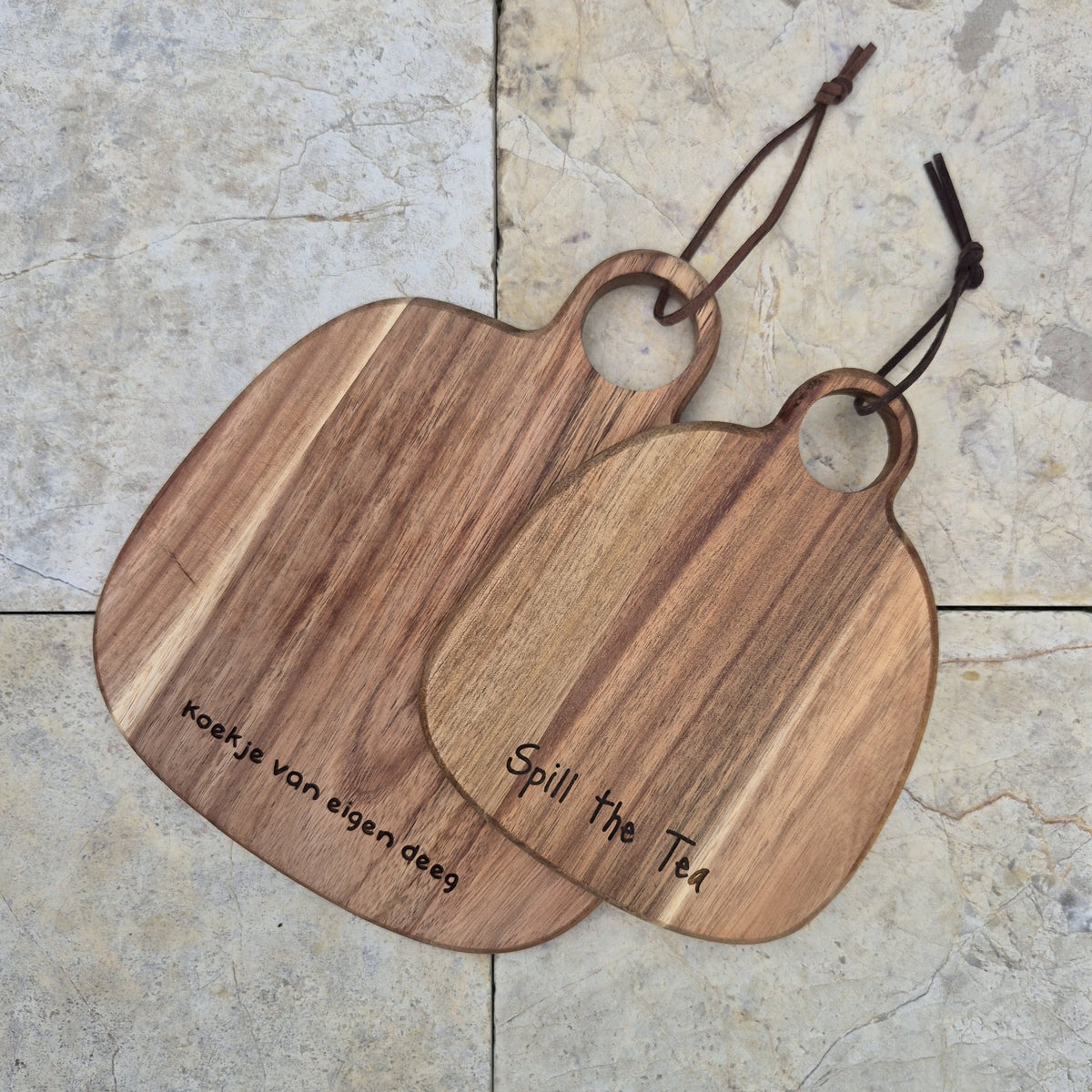 Gepersonaliseerd Acacia Koffie- & Borrelplankje klein (vanaf 25 stuks)