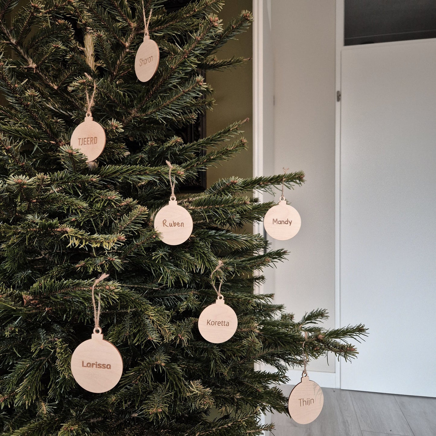 Gepersonaliseerde Houten Kerstbal