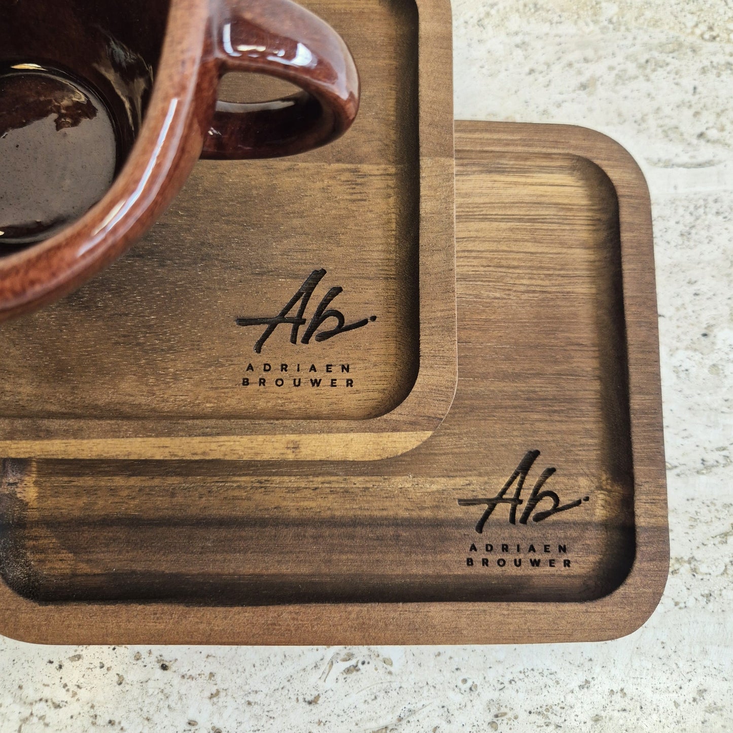 Gepersonaliseerd Acacia Koffie- & Borrelplankje L (vanaf 25 stuks)
