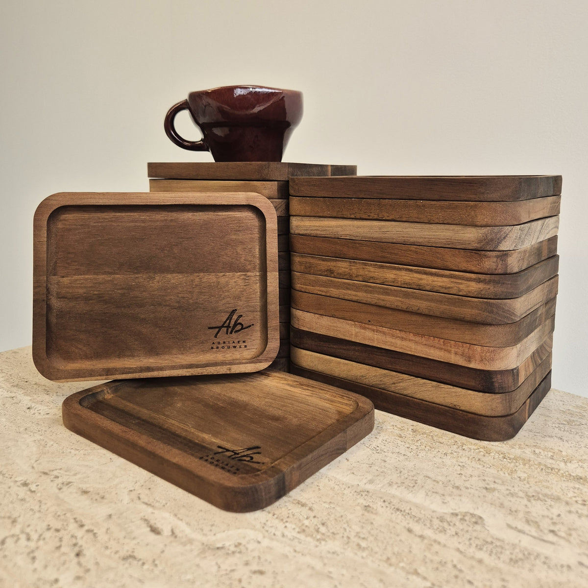 Acacia Koffie- & Borrelplankje met Logo Gravure S (vanaf 25 stuks)